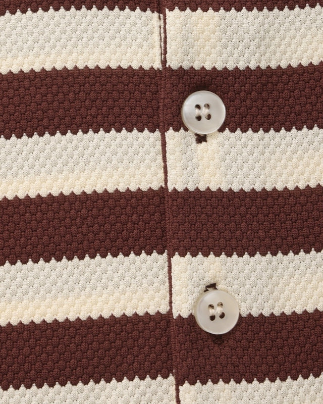 Regent Stripe Polo - Brown
