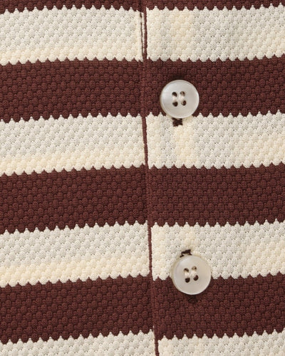 Regent Stripe Polo - Brown