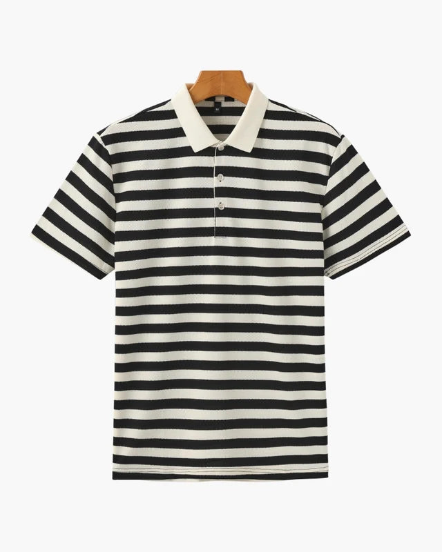 Regent Stripe Polo - Black