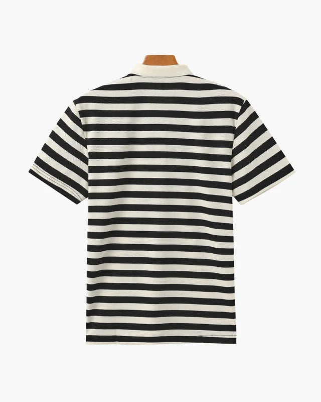 Regent Stripe Polo - Black