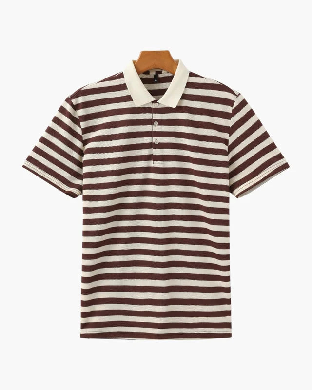Regent Stripe Polo - Brown