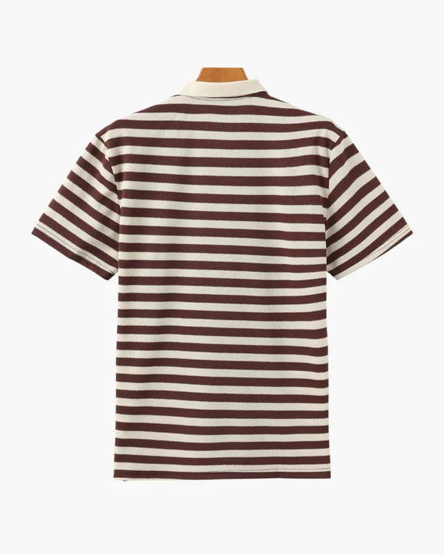 Regent Stripe Polo - Brown