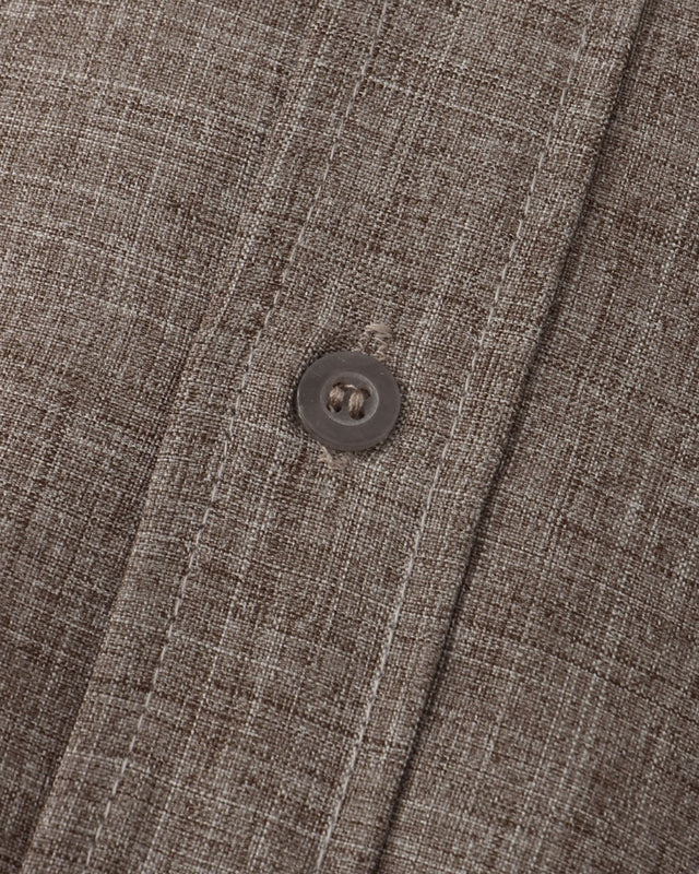 Verona Mandarin Collar Linen Shirt - Brown