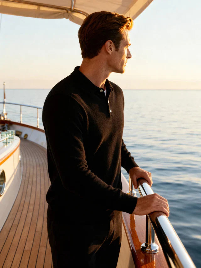 Cashmere Polo Sweater - Black