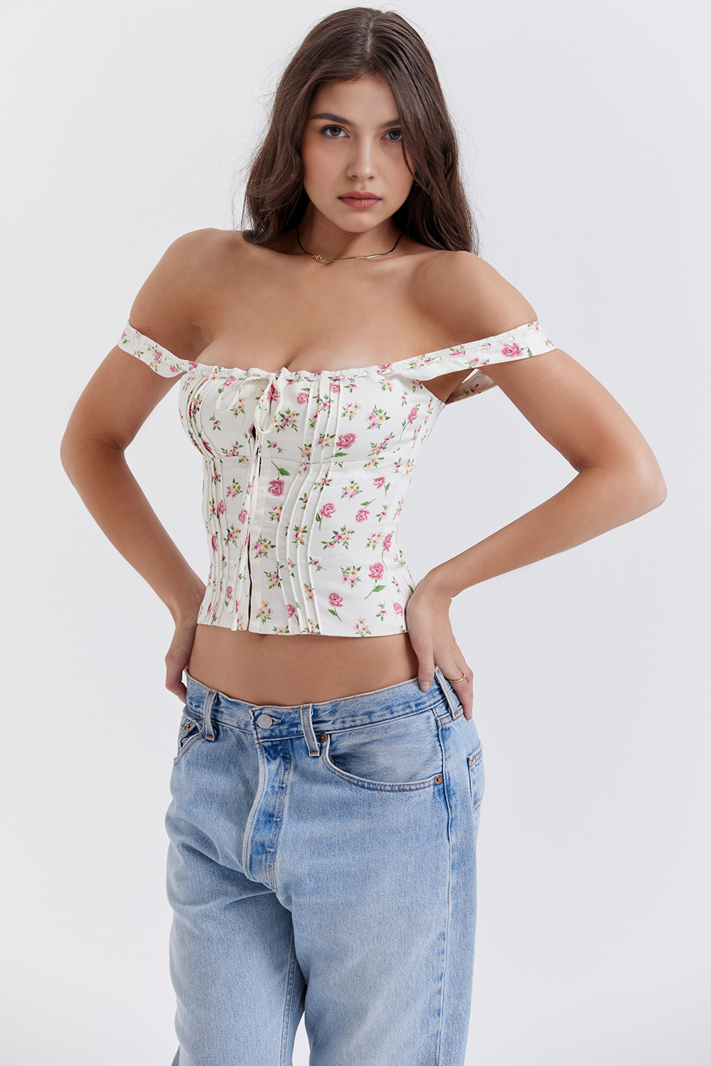 Lila Floral Corset - White