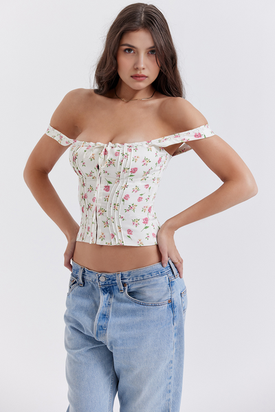 Lila Floral Corset - White