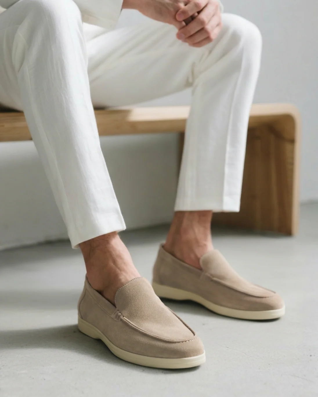 Suede Comfort Loafers – Taupe