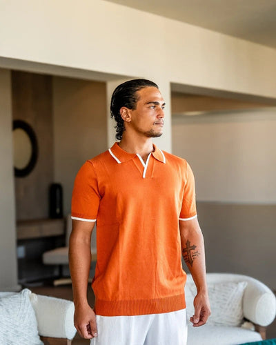 Riviera Knit Polo - Orange