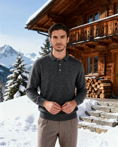 Cashmere Polo Sweater - Dark Gray
