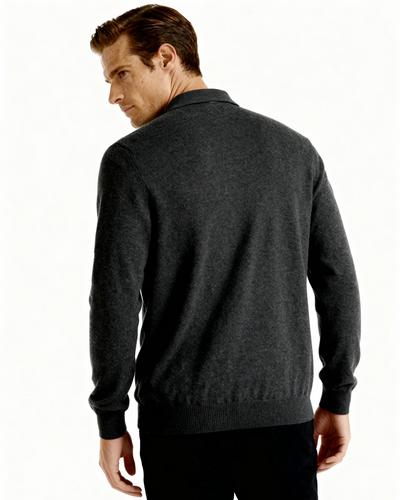 Cashmere Polo Sweater - Dark Gray